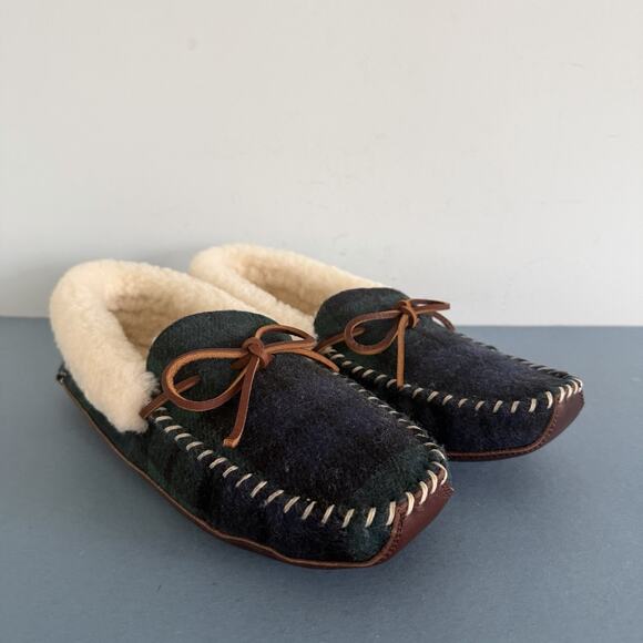 Polo Ralph Lauren Yarmond Slippers Shearling Lined Blackwatch Plaid NWOB Mens 9 - Picture 4 of 11